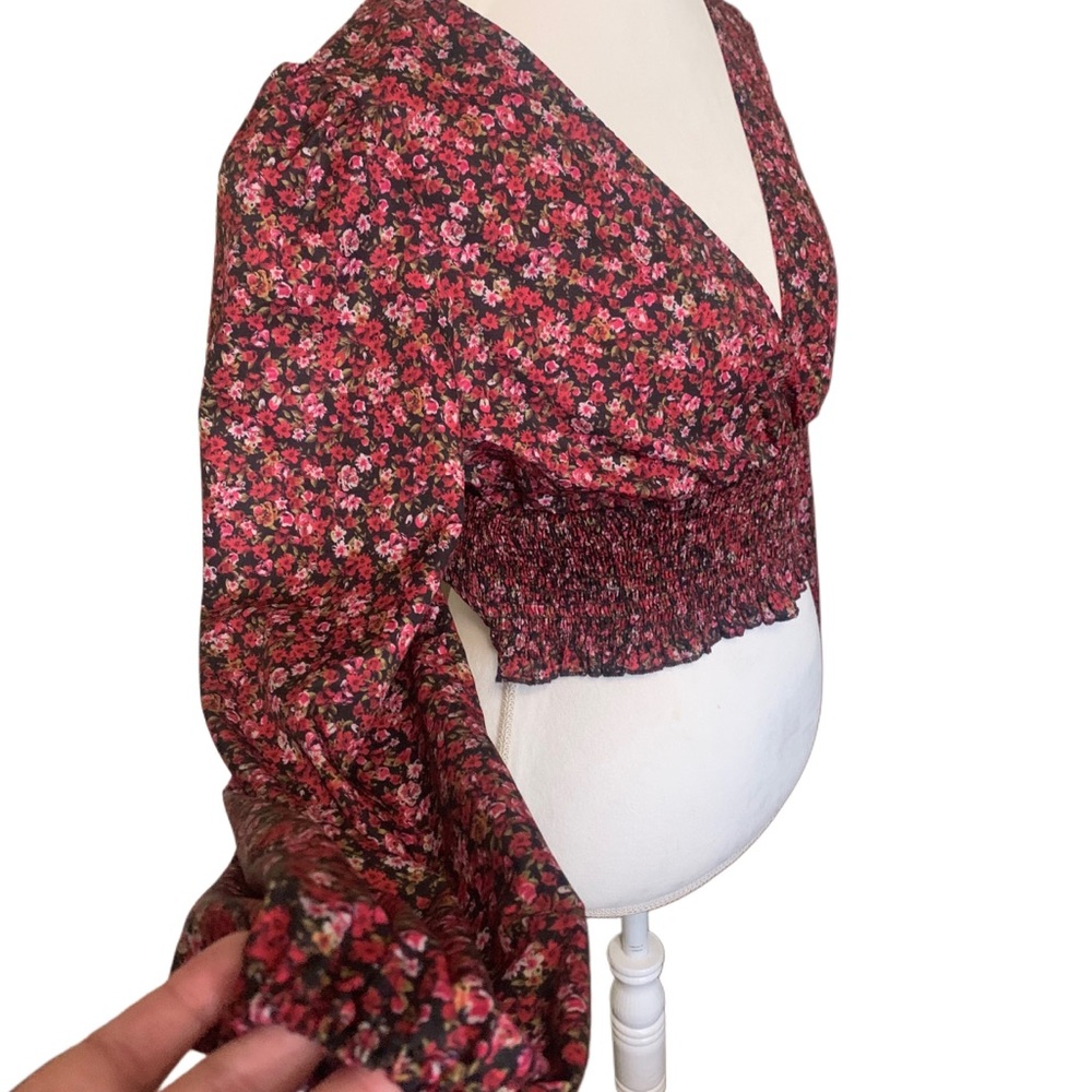 Shein XL burgundy floral blouse - Picture 5 of 8